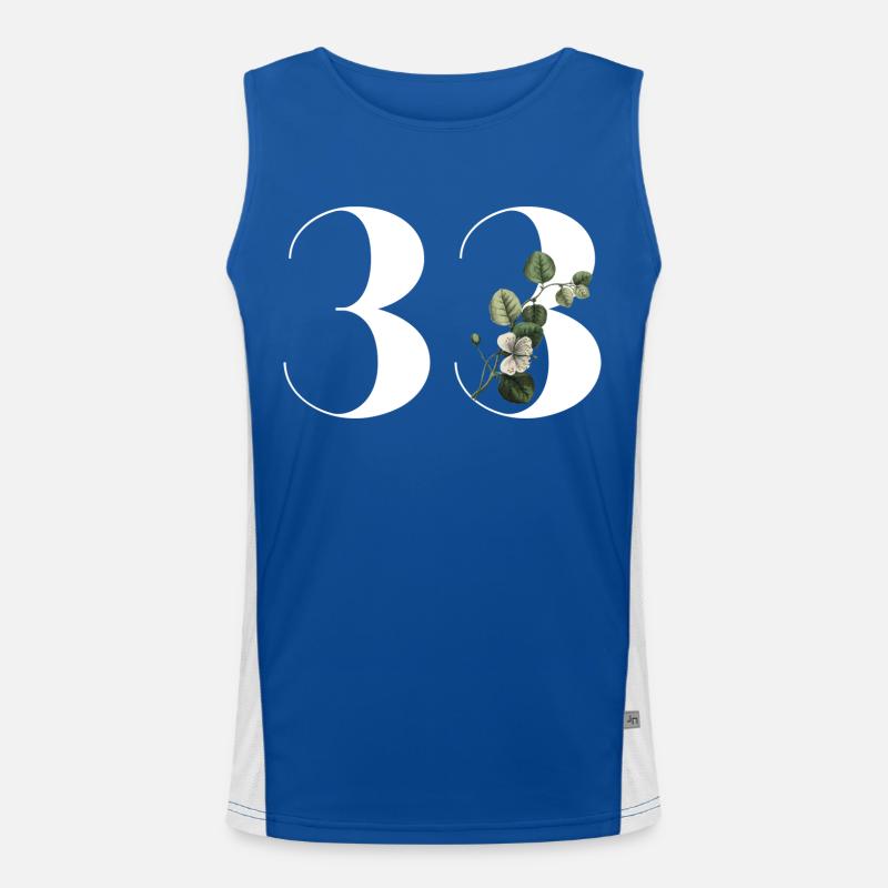 Nummer 33 Blumengrün - 33. Blumengeburtstag Funktionelles Kontrast-Tank Top für Männer 