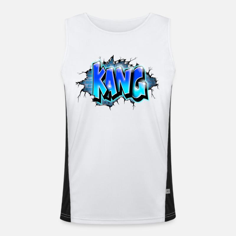 KANG GRAFFITI NAME PRINT Blau Funktionelles Kontrast-Tank Top für Männer 