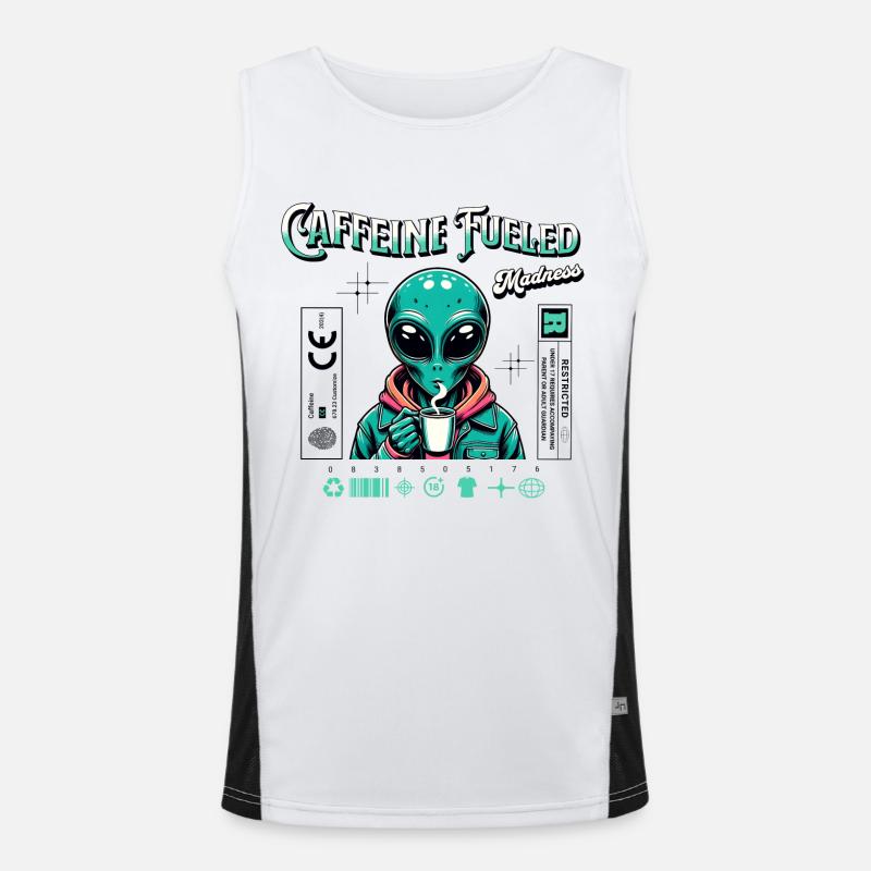 Folie chargée de caféine - Thème Alien drôle Débardeur respirant contrasté Homme 