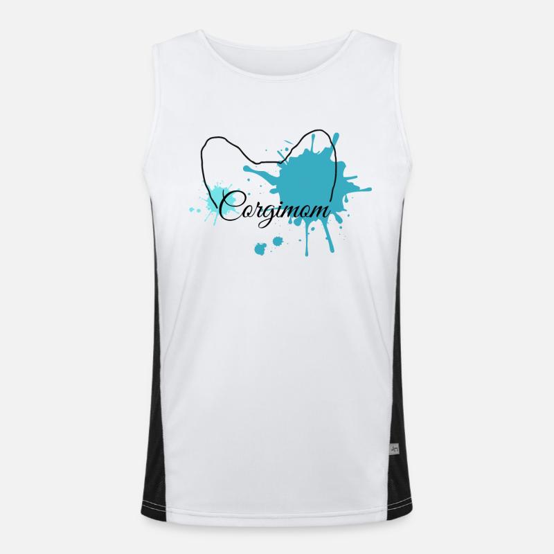 Corgiohren Splash Blue avec police Corgimom Débardeur respirant contrasté Homme 