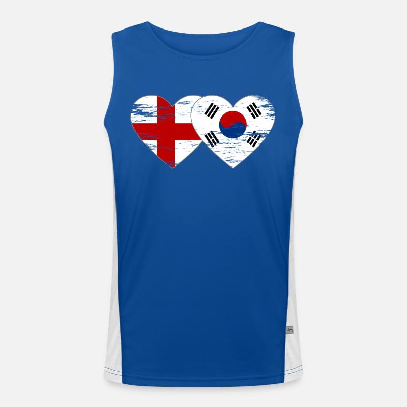 Angleterre Corée du Sud drapeau coeur utilisé Débardeur respirant contrasté Homme 