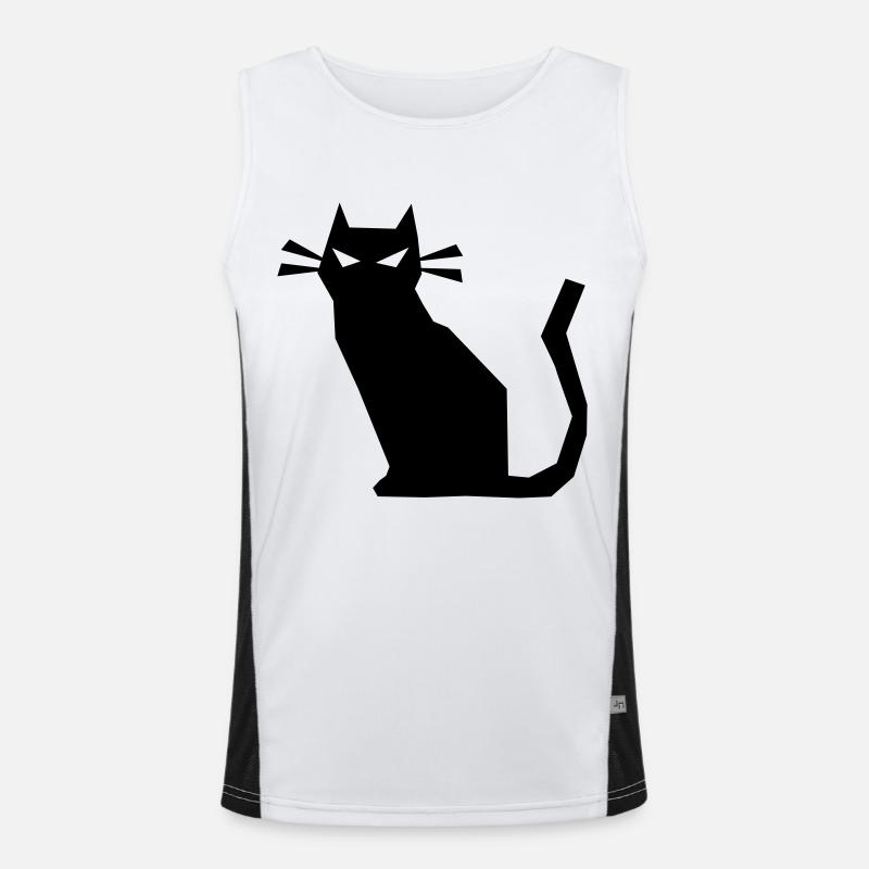 sharp cat evil - Men's Functional Contrast Tank Top  - white/black
