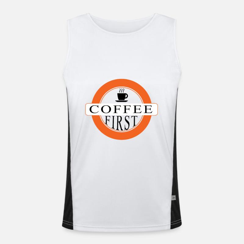 Coffee first - first coffee - Men's Functional Contrast Tank Top  - white/black