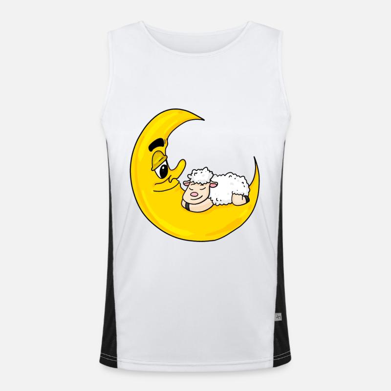 Schaf Mond Schlafen Niedlich Geschenk Funktionelles Kontrast-Tank Top für Männer 