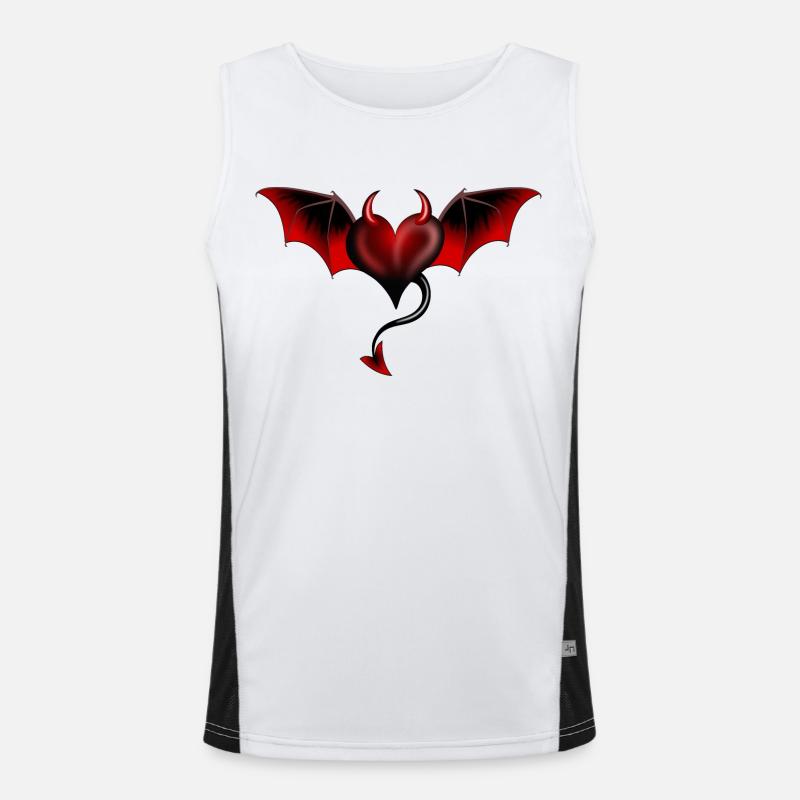 Heart Devil Satan Lucifer Evil - Men's Functional Contrast Tank Top  - white/black