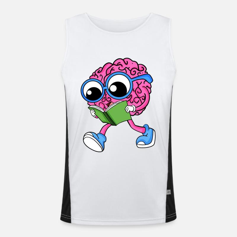 Brain on reading - Men's Functional Contrast Tank Top  - white/black
