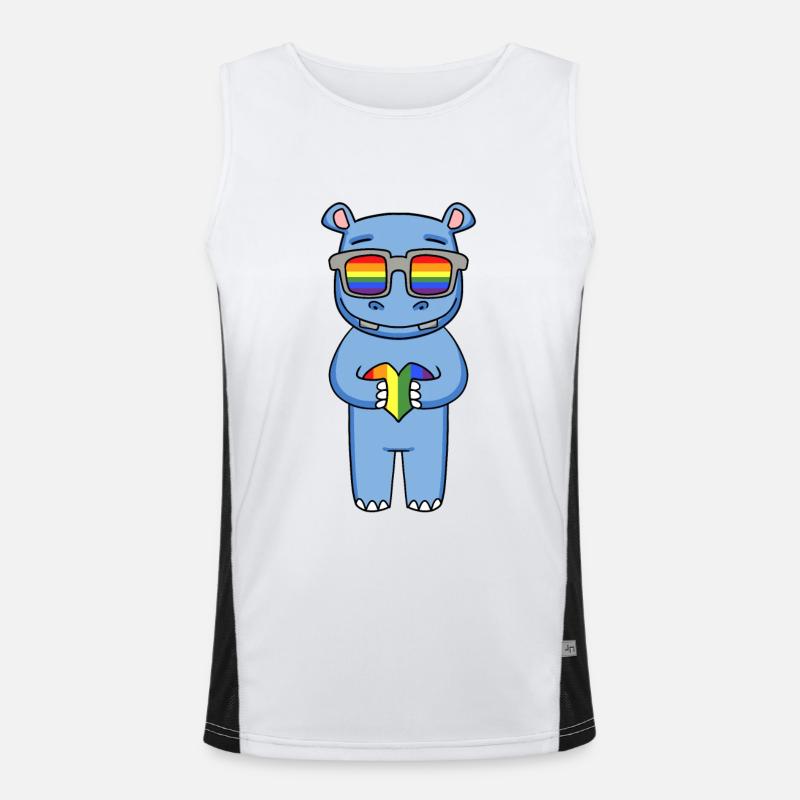 LGBT Tier Nilpferd Regenbogen Funktionelles Kontrast-Tank Top für Männer 