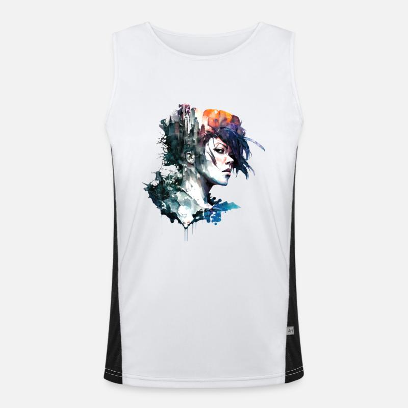 Anime No16 Funktionelles Kontrast-Tank Top für Männer 