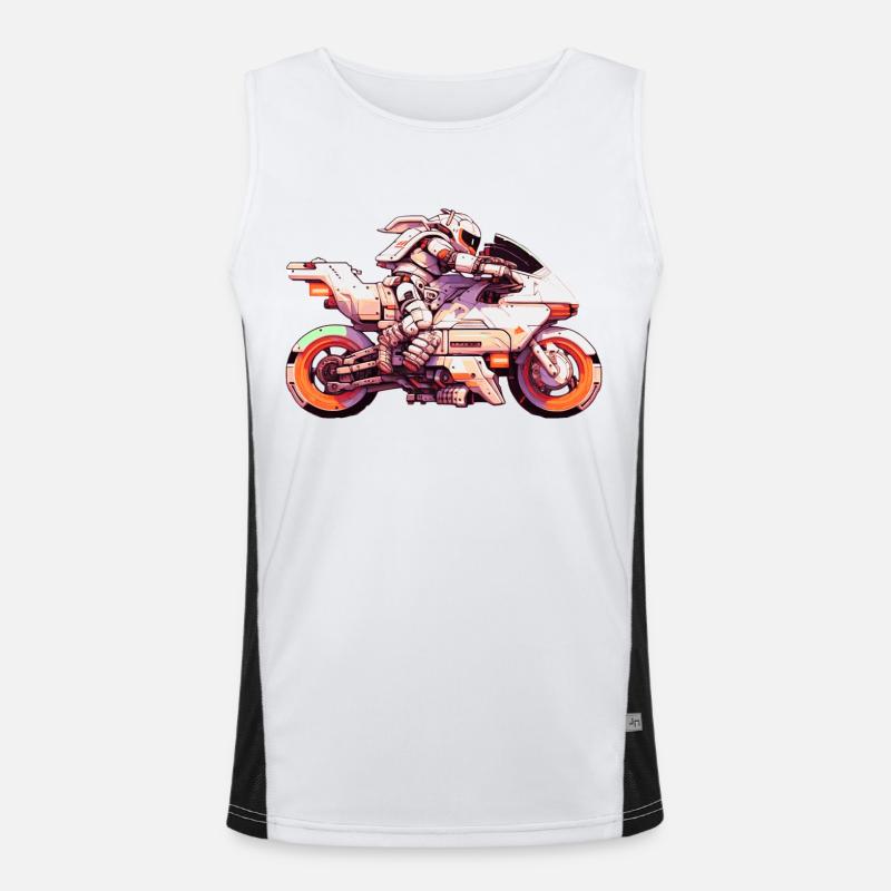 Motorcycle racing machine in the future with driver Men's Functional Contrast Tank Top 