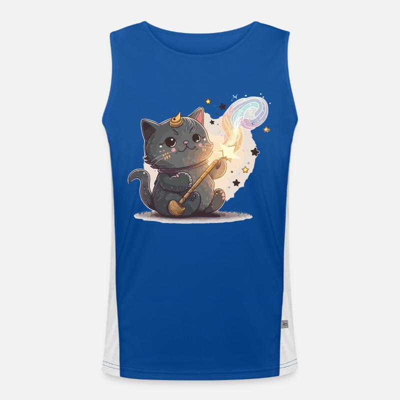 Witziger Katzen-Zauberer Funktionelles Kontrast-Tank Top für Männer 