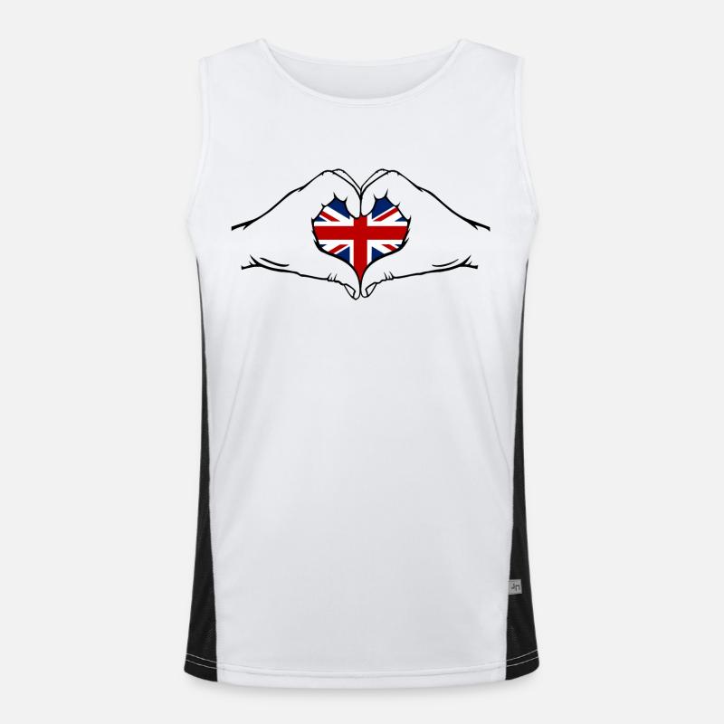 England Heart Shape with Hands Men's Functional Contrast Tank Top 