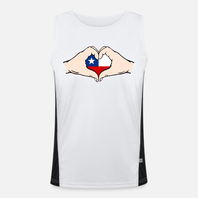 Chile Herzform mit Hände Funktionelles Kontrast-Tank Top für Männer 