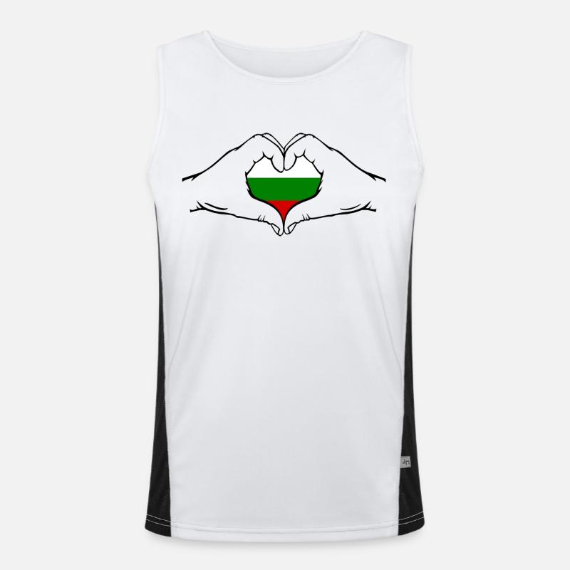 Drapeau de la Bulgarie en forme de coeur Débardeur respirant contrasté Homme 
