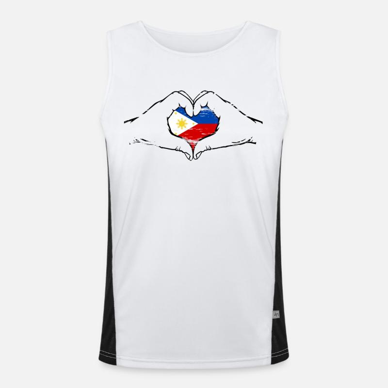 Drapeau des Philippines en forme de coeur utilisé Débardeur respirant contrasté Homme 