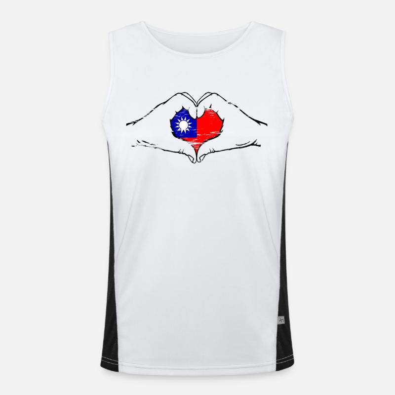 Taiwan flag heart shape used Men's Functional Contrast Tank Top 