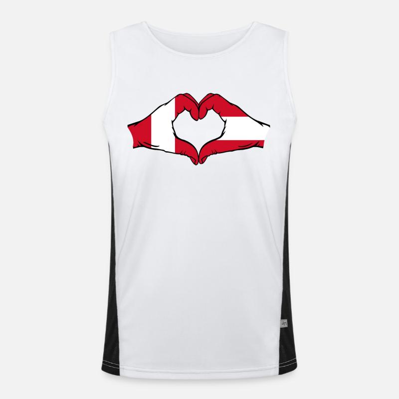 Peru Austria Flag Hands Heart Shape Men's Functional Contrast Tank Top 