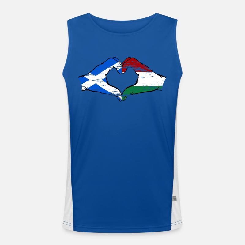 Ecosse Hongrie Drapeau Mains Coeur Forme Utilisé Débardeur respirant contrasté Homme 