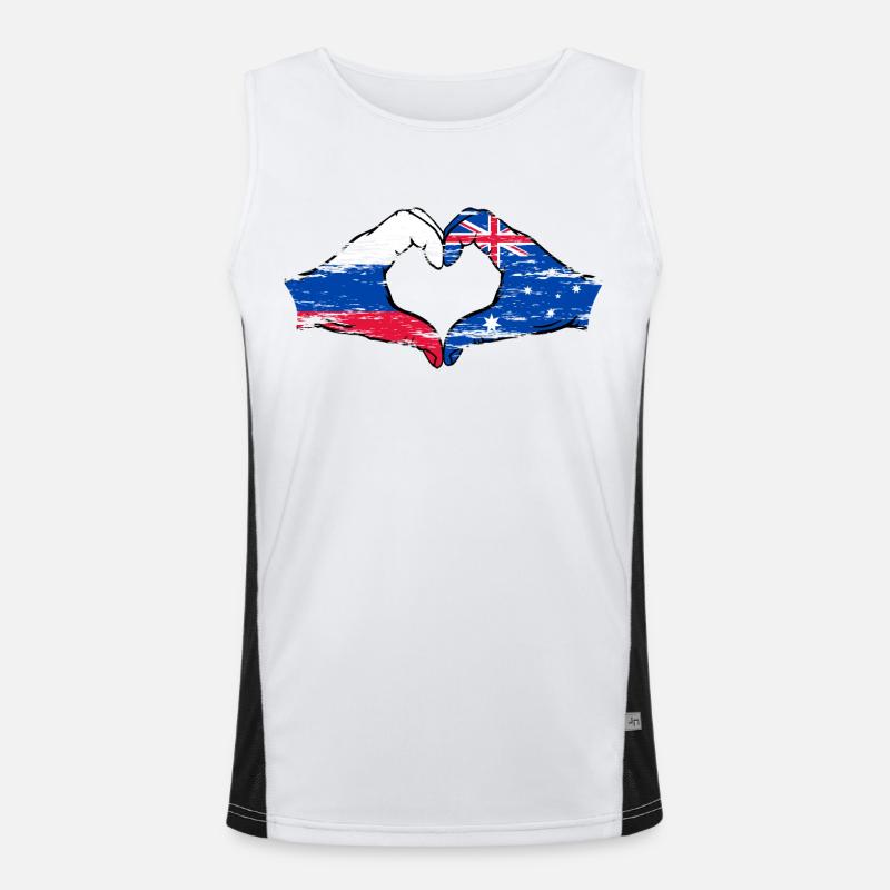 Drapeau de la Russie Australie Forme Coeur Utilisé Débardeur respirant contrasté Homme 