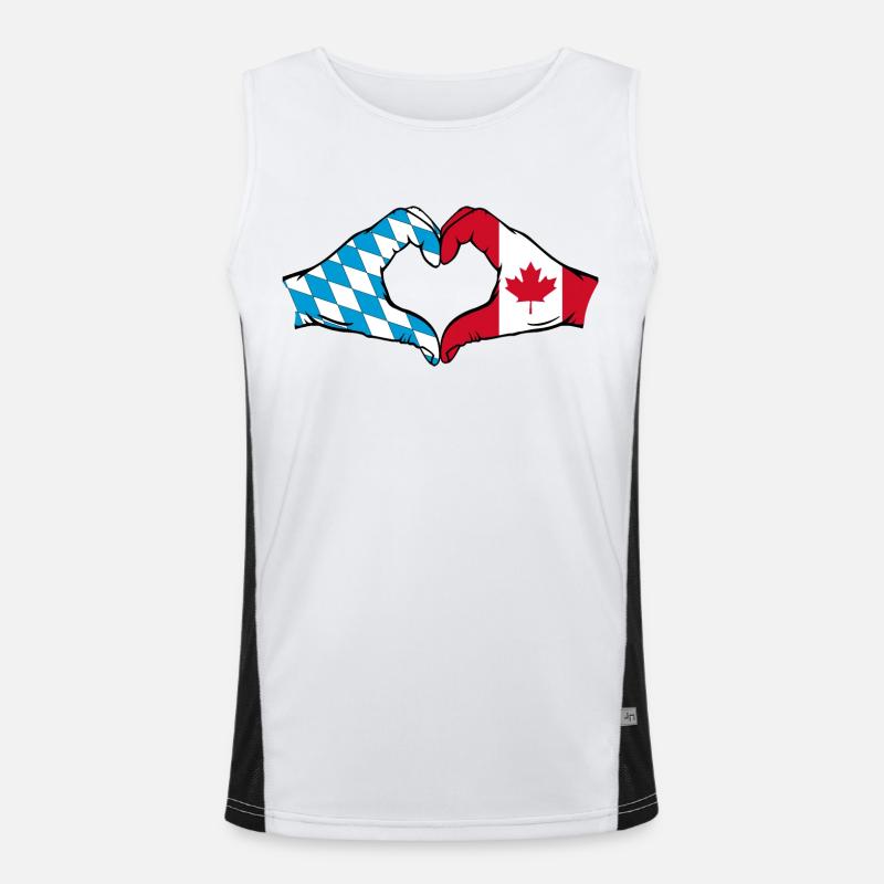 Mains du drapeau du Canada de la Bavière en forme de coeur Débardeur respirant contrasté Homme 