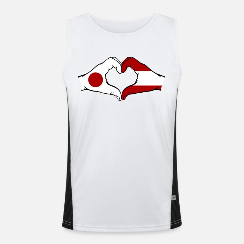 Japan Austria Hands Heart Shape Men's Functional Contrast Tank Top 
