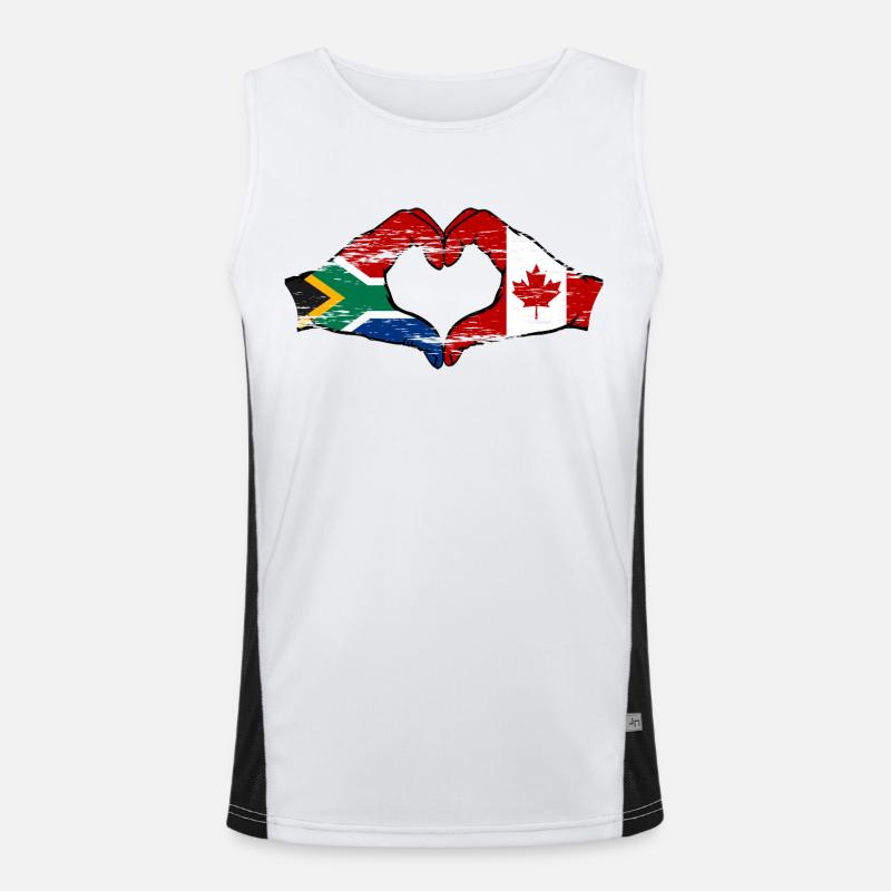 Afrique du Sud Canada drapeau mains coeur utilisé Débardeur respirant contrasté Homme 