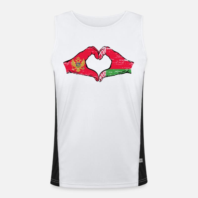 Montanegro Belarus Flag Hands Heart Shape Used Men's Functional Contrast Tank Top 