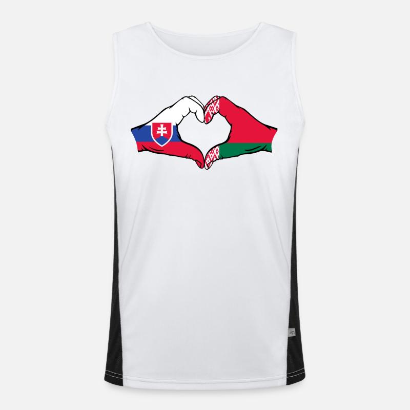 Slowakei Belarus Flagge Hände Herzform Funktionelles Kontrast-Tank Top für Männer 