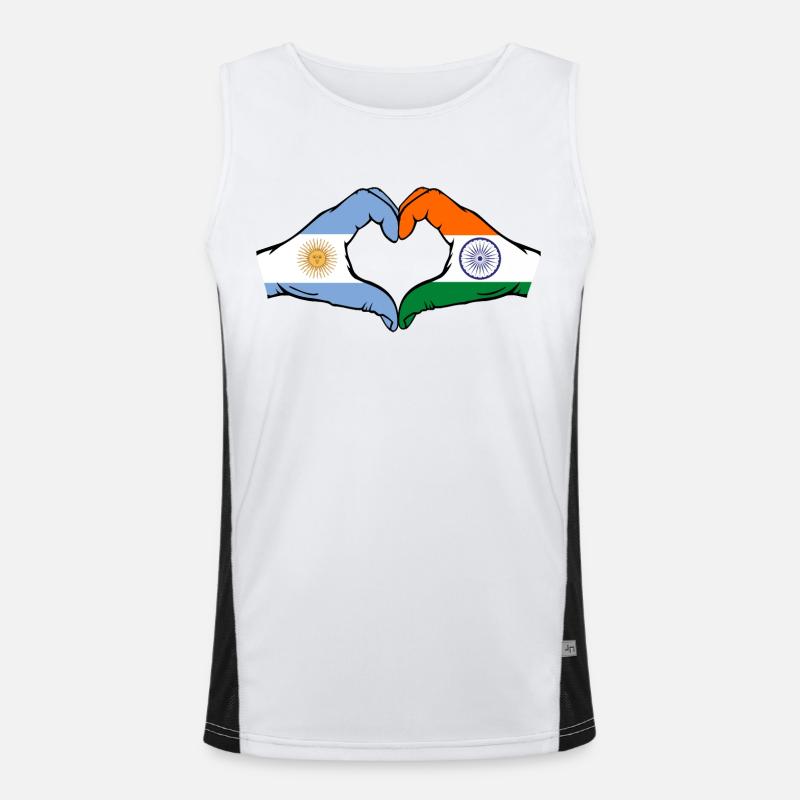 Argentine Inde Drapeau Mains Coeur Forme Débardeur respirant contrasté Homme 