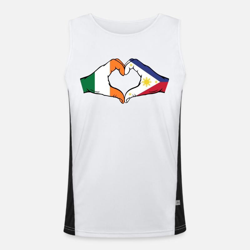 Ireland Philippines Flag Hands Heart Shape Men's Functional Contrast Tank Top 