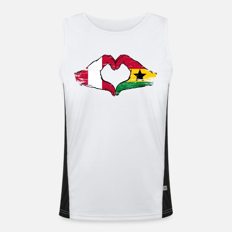 Peru Ghana flag hands heart shape used Men's Functional Contrast Tank Top 