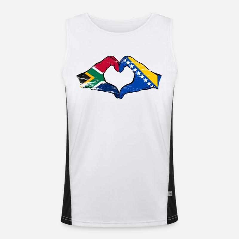 Afrique du Sud Drapeau Bosnie mains forme de coeur utilisé Débardeur respirant contrasté Homme 