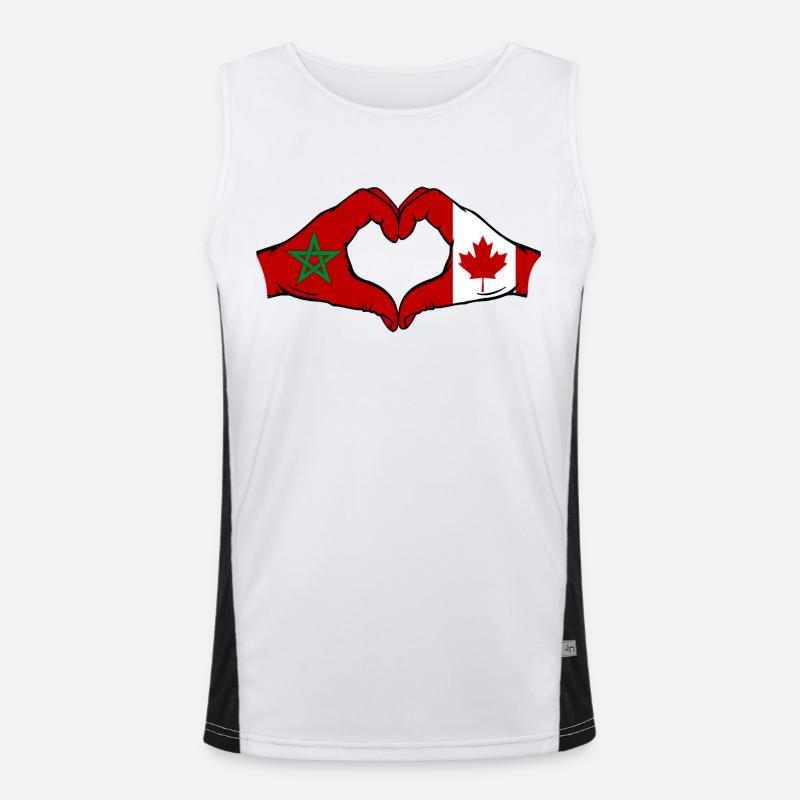 Maroc Canada Drapeau Mains Coeur Forme Débardeur respirant contrasté Homme 