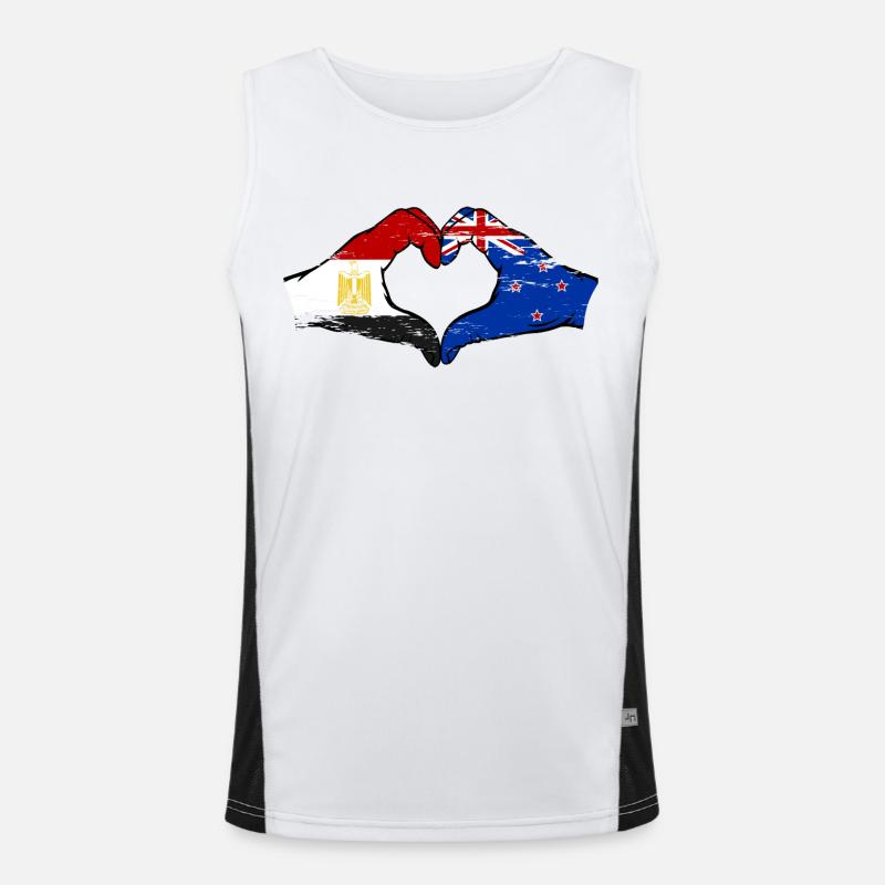 Égypte Nouvelle-Zélande drapeau mains forme de coeur utilisé Débardeur respirant contrasté Homme 