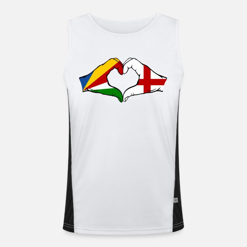 Seychelles Angleterre Drapeau Mains Coeur Forme Débardeur respirant contrasté Homme 