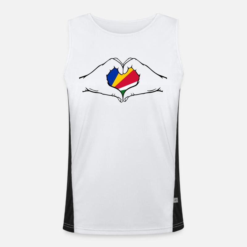 Seychelles Flag Hands Heart Shape Men's Functional Contrast Tank Top 
