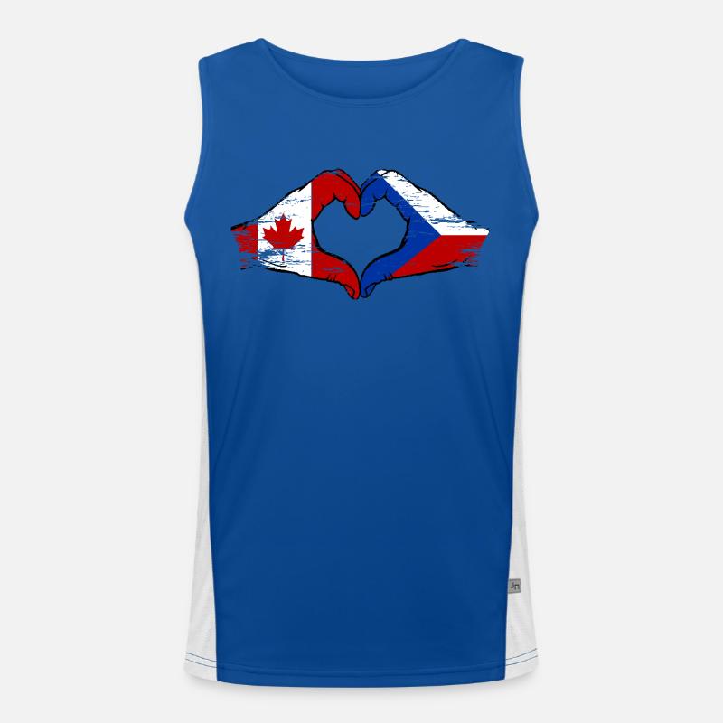 Canada République tchèque drapeau mains forme de coeur utilisé Débardeur respirant contrasté Homme 