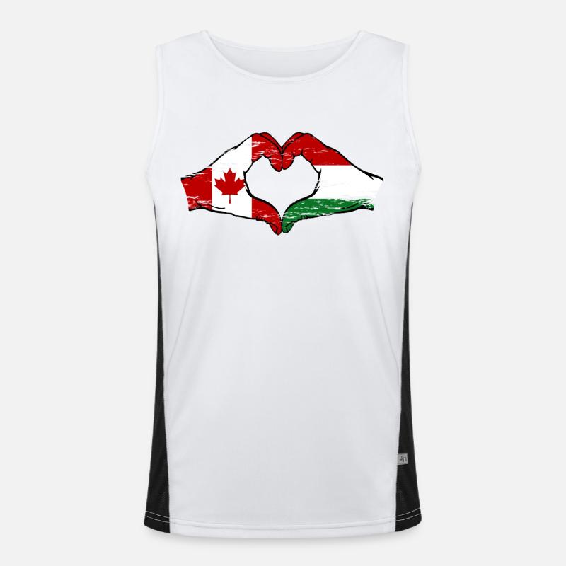 Canada Hongrie Drapeau Mains Coeur Forme Utilisé Débardeur respirant contrasté Homme 