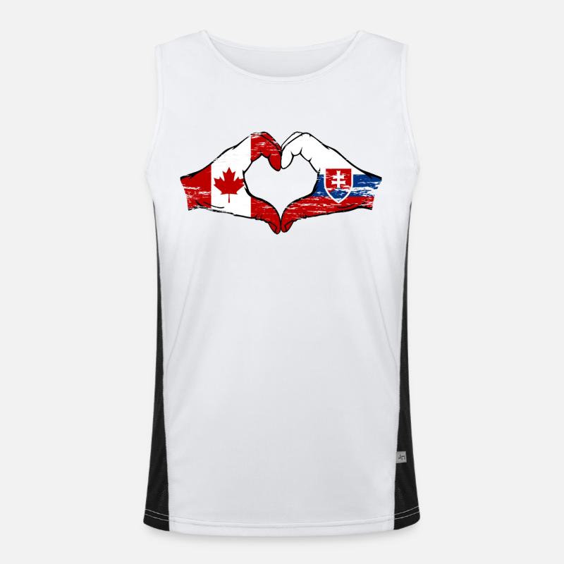 Canada Slovaquie drapeau mains coeur utilisé Débardeur respirant contrasté Homme 