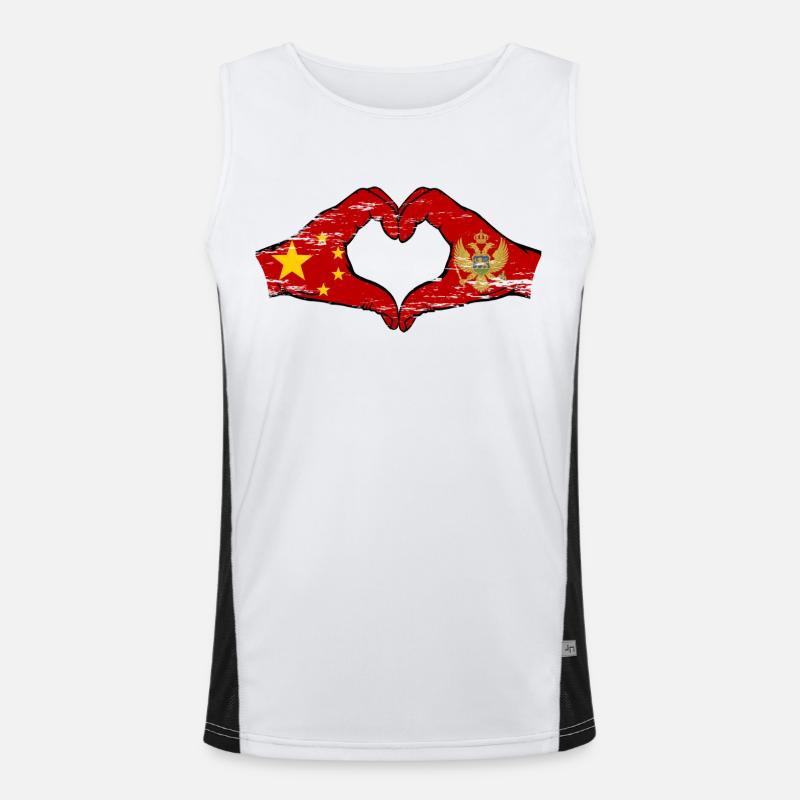 Chine Monténégro drapeau mains forme de coeur utilisé Débardeur respirant contrasté Homme 