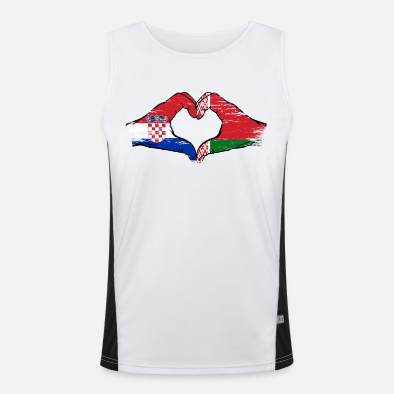 Croatie Biélorussie drapeau mains forme de coeur utilisé Débardeur respirant contrasté Homme 