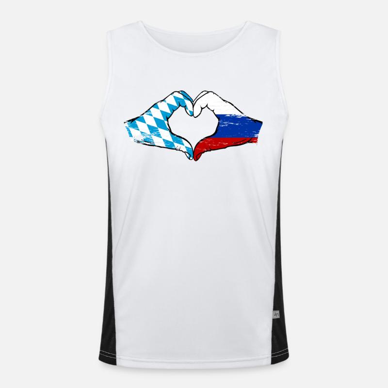 Bavière, Russie, Drapeau, Mains, Forme de coeur Utilisé Débardeur respirant contrasté Homme 