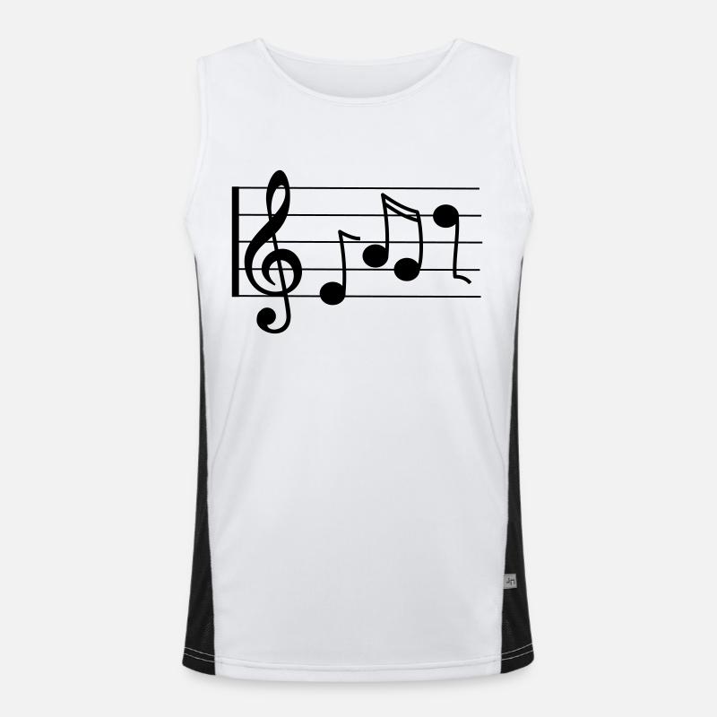 Treble staff with notes - Men's Functional Contrast Tank Top  - white/black