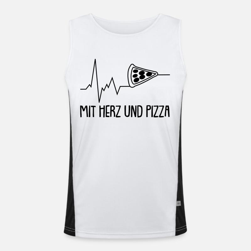 mit herz und pizza Funktionelles Kontrast-Tank Top für Männer 