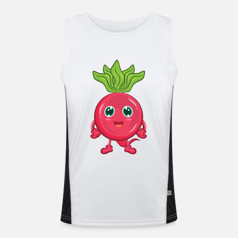 Radieschen Gemüse Funktionelles Kontrast-Tank Top für Männer 