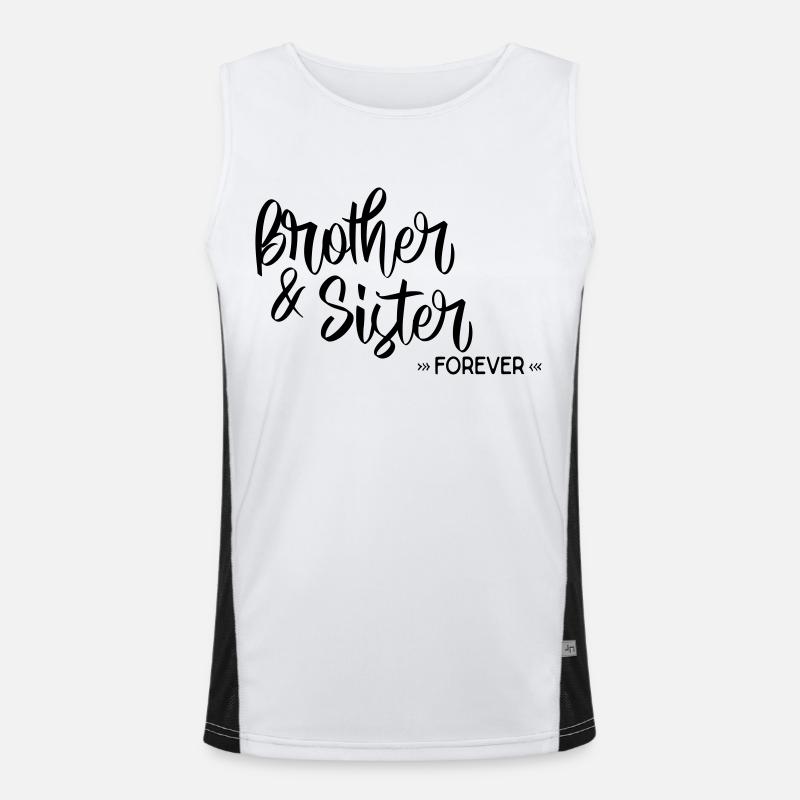 bror og søster - Funktionel kontrast tanktop til herrer  - hvid/sort