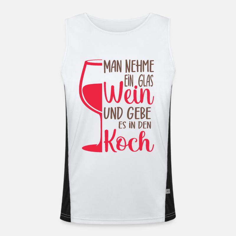 Koch Spruch mit Wein kochen lustige Geschenkidee Funktionelles Kontrast-Tank Top für Männer 