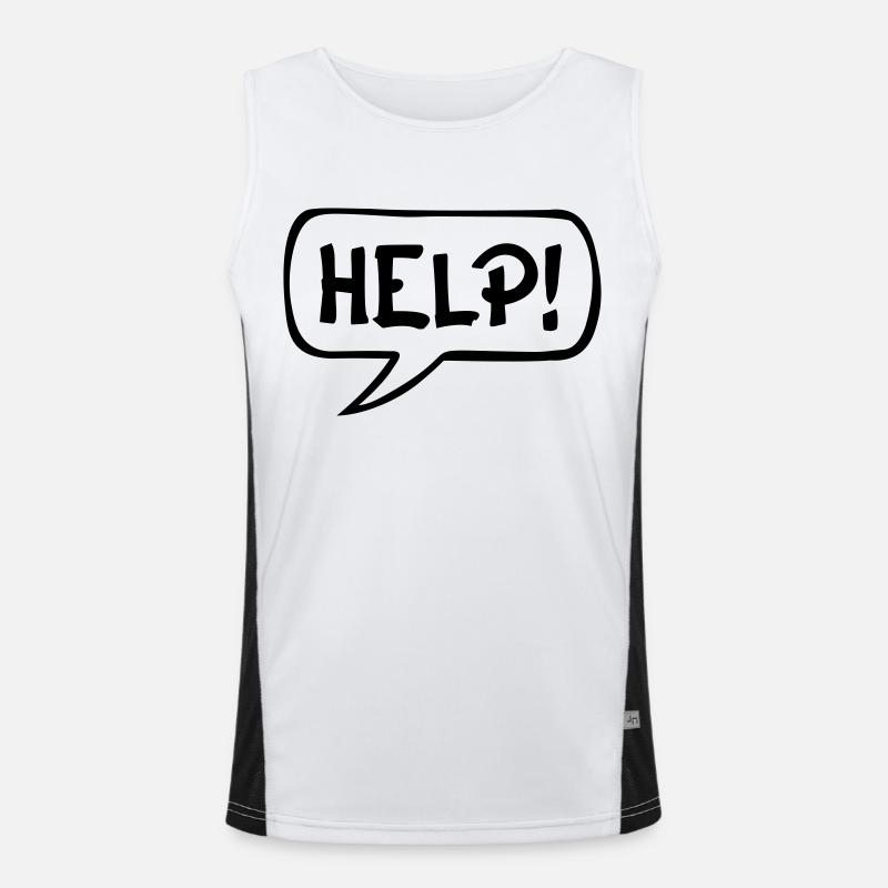 Comic Speech Bubble HELP - Men's Functional Contrast Tank Top  - white/black