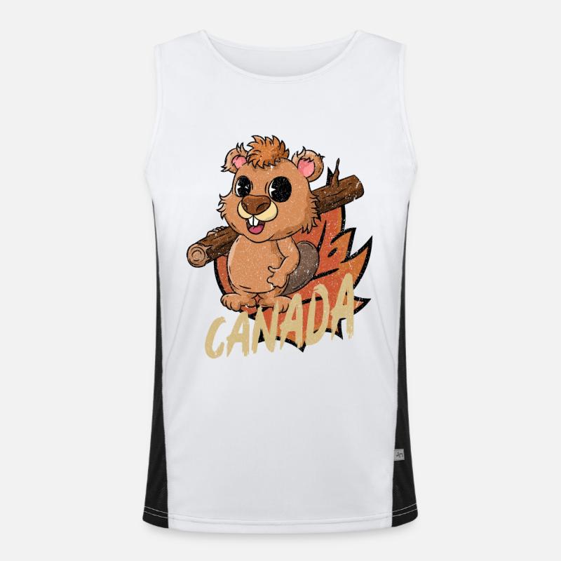 Canada Beaver - Men's Functional Contrast Tank Top  - white/black