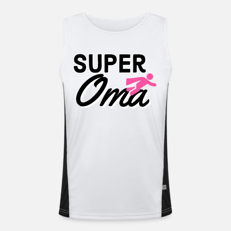 Super Oma Text mit Figur flieger Geschenkidee Funktionelles Kontrast-Tank Top für Männer 