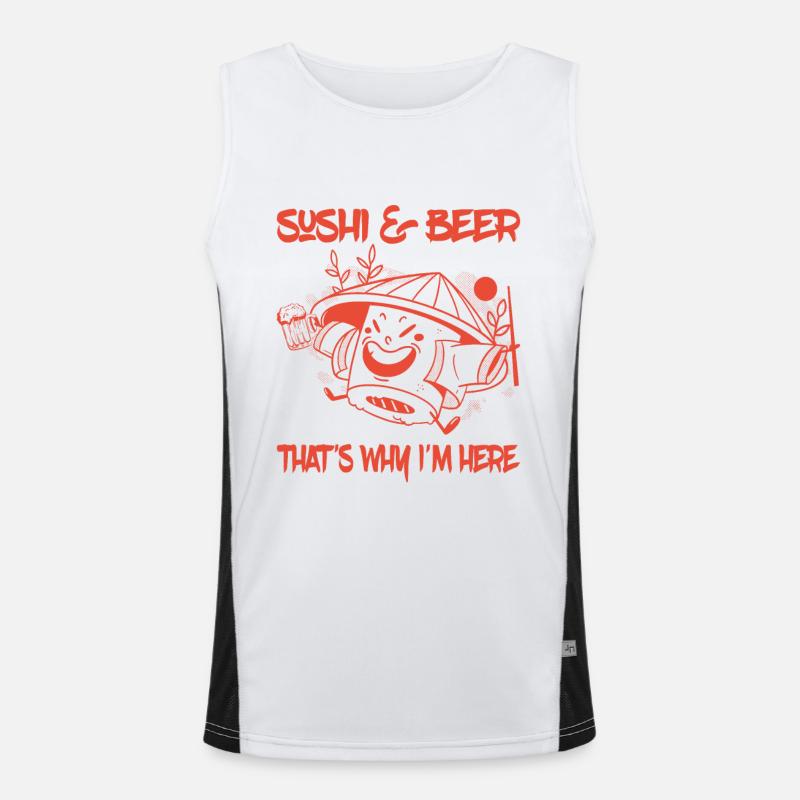 Sushi & Bier Darum Bin Ich Hier - Sushi Funktionelles Kontrast-Tank Top für Männer 